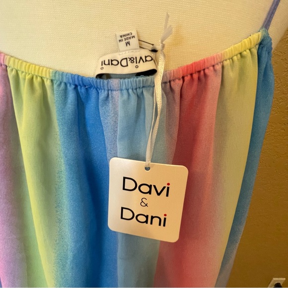 NWT Davi and Dani Rainbow Multi Ombre Tassel Tie Maxi Dress Size M - Picture 11 of 13